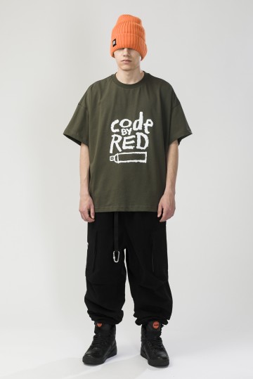 Wide T T-shirt Bog Green Code By Red