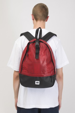 Рюкзак Standart Mini Красный Таслан/Паттерн Moving Cubes Черный