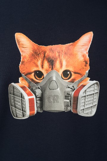 Firm Summer Crew-neck Respirator Mask Cat Navy