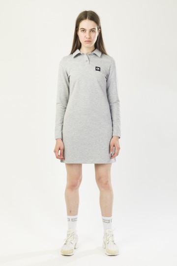 Adress Polo Dress with Long Sleeves Gray Melange
