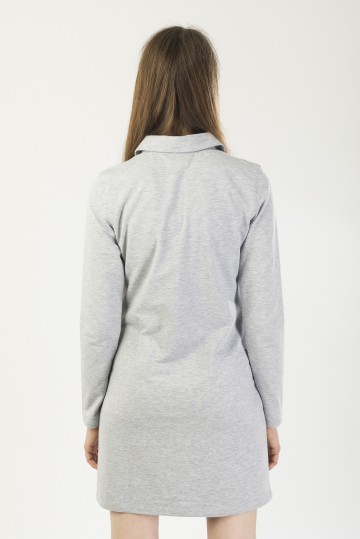Adress Polo Dress with Long Sleeves Gray Melange