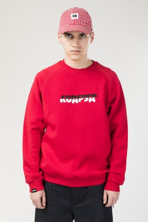 Firm Crew-neck Horizontal 1/2 Fonts Red