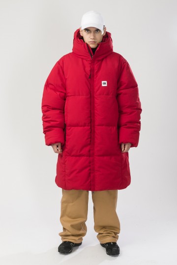 Puffed Long Jacket Red