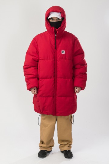 Puffed Long Jacket Red