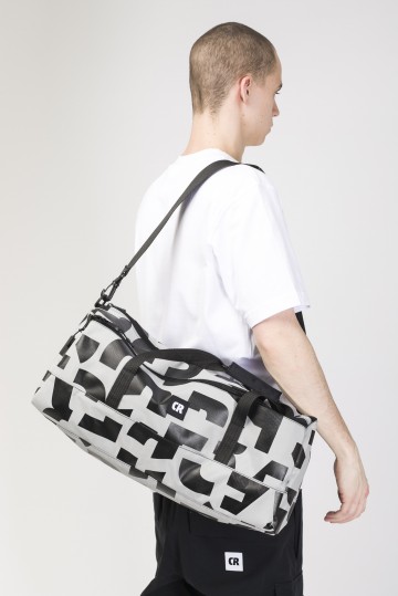 Duffle Bag Ash Gray Taslan/Typocut Pattern Black
